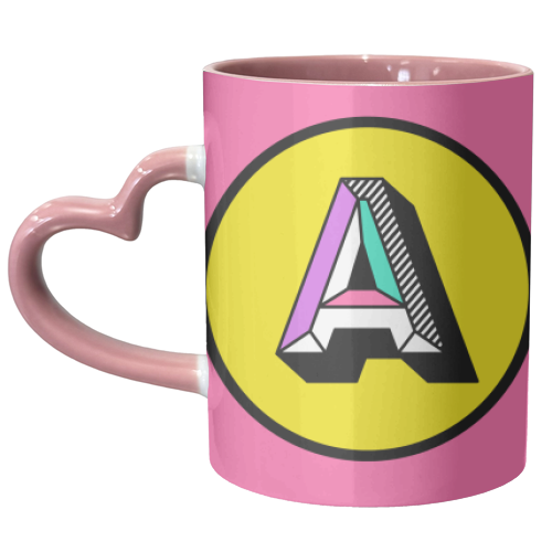 A - Bright Colour Block Alphabet Letter Initial - unique mug by AbiGoLucky