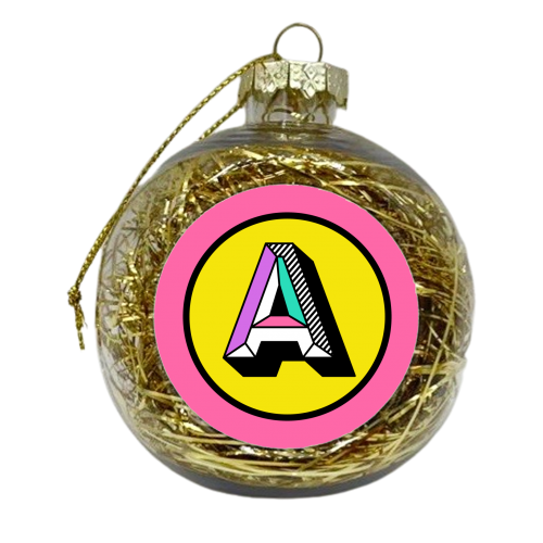 A - Bright Colour Block Alphabet Letter Initial - xmas bauble by AbiGoLucky