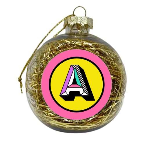A - Bright Colour Block Alphabet Letter Initial - xmas bauble by AbiGoLucky