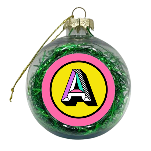A - Bright Colour Block Alphabet Letter Initial - xmas bauble by AbiGoLucky