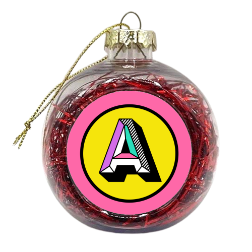 A - Bright Colour Block Alphabet Letter Initial - xmas bauble by AbiGoLucky