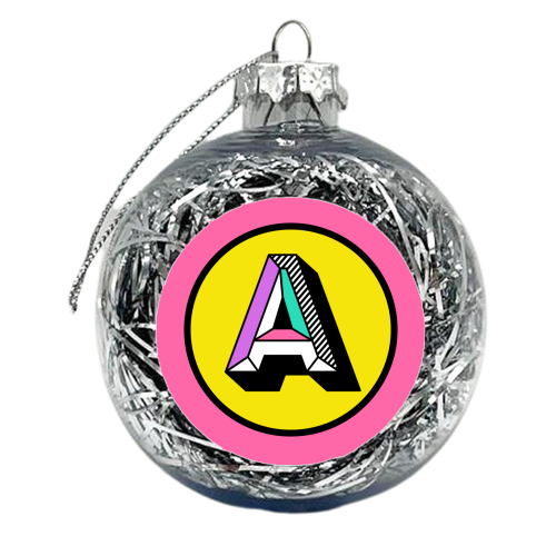 A - Bright Colour Block Alphabet Letter Initial - xmas bauble by AbiGoLucky