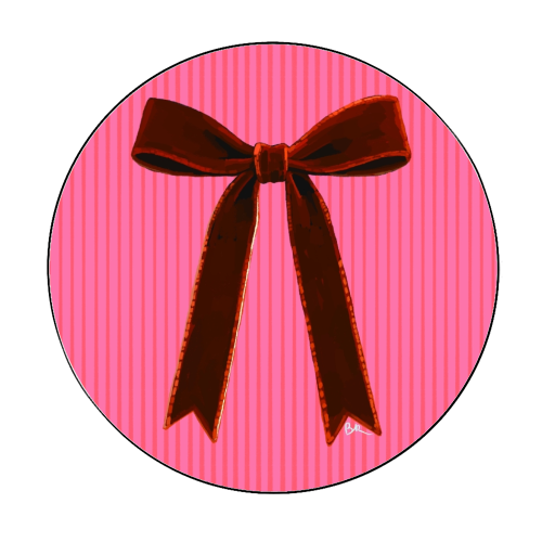 A Christmas Red Bow - Circle Sticker by Beverley Rae