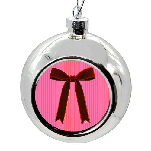 A Christmas Red Bow - colourful christmas bauble by Beverley Rae