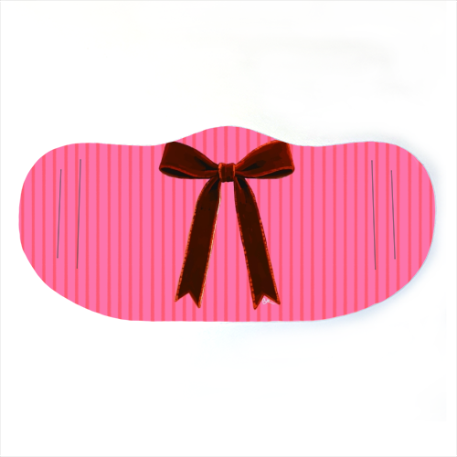 A Christmas Red Bow - face cover mask by Beverley Rae