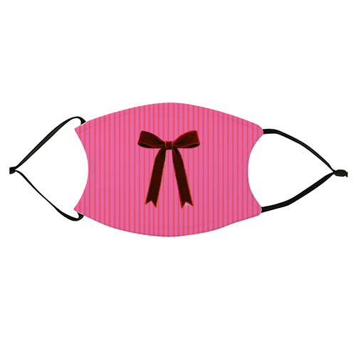 A Christmas Red Bow - face cover mask by Beverley Rae