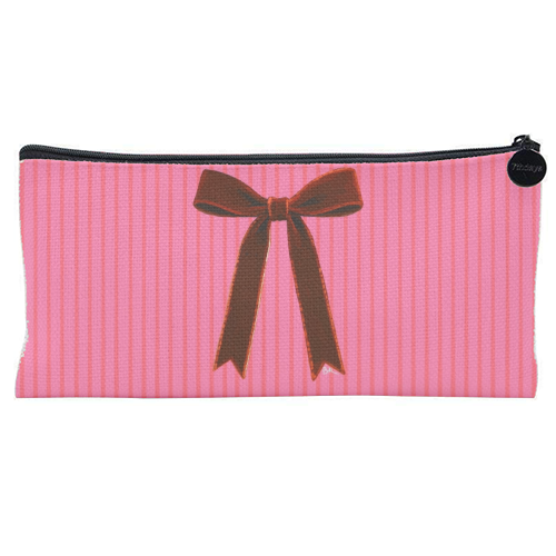 A Christmas Red Bow - flat pencil case by Beverley Rae