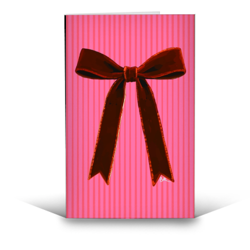 A Christmas Red Bow - funny greeting card by Beverley Rae