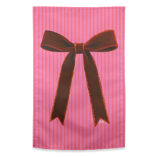 A Christmas Red Bow - funny tea towel by Beverley Rae