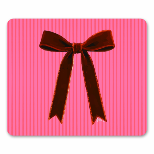 A Christmas Red Bow - mouse mat by Beverley Rae
