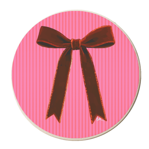 A Christmas Red Bow - personalised beer coaster by Beverley Rae