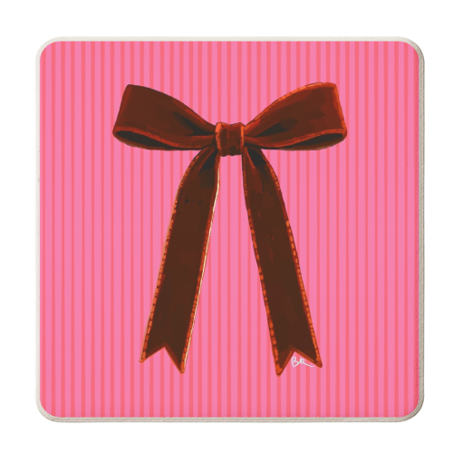 A Christmas Red Bow - personalised beer coaster by Beverley Rae
