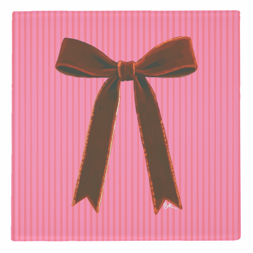 A Christmas Red Bow - personalised beer coaster by Beverley Rae