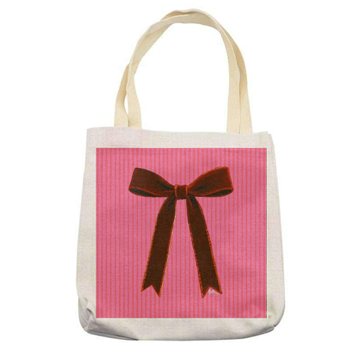 A Christmas Red Bow - printed canvas tote bag by Beverley Rae
