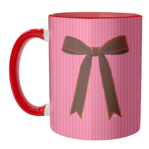 A Christmas Red Bow - unique mug by Beverley Rae
