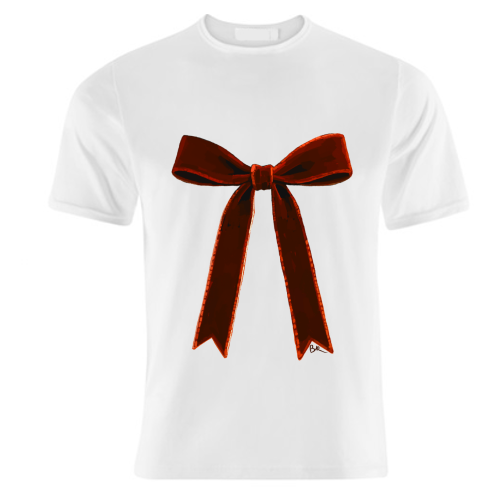 A Christmas Red Bow - unique t shirt by Beverley Rae