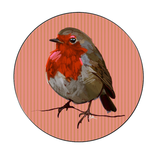 A Christmas Red Robin - Circle Sticker by Beverley Rae