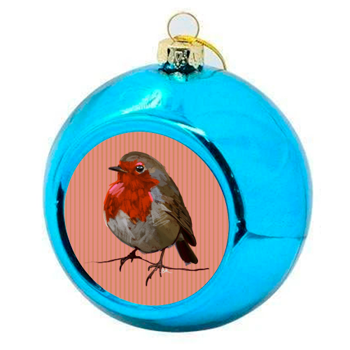 A Christmas Red Robin - colourful christmas bauble by Beverley Rae