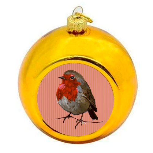 A Christmas Red Robin - colourful christmas bauble by Beverley Rae