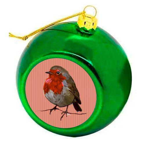 A Christmas Red Robin - colourful christmas bauble by Beverley Rae