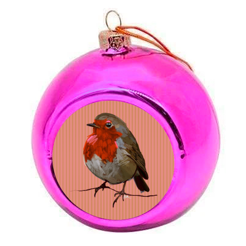A Christmas Red Robin - colourful christmas bauble by Beverley Rae