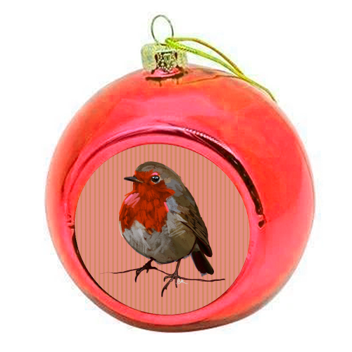 A Christmas Red Robin - colourful christmas bauble by Beverley Rae