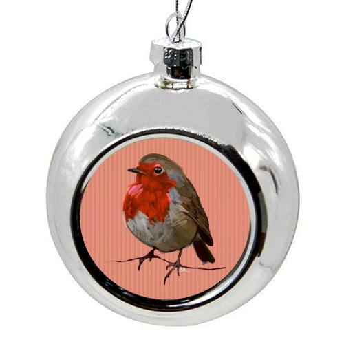 A Christmas Red Robin - colourful christmas bauble by Beverley Rae