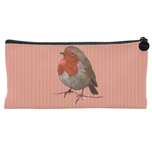 A Christmas Red Robin - flat pencil case by Beverley Rae