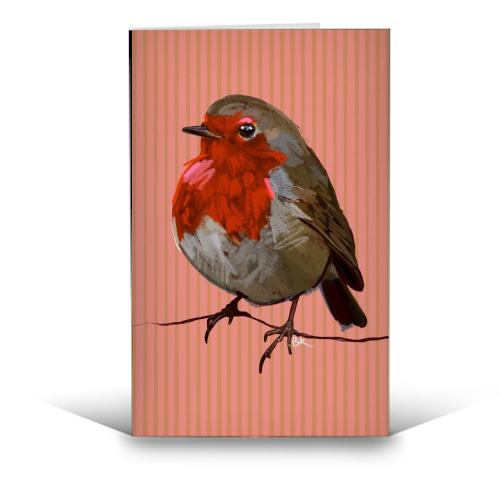 A Christmas Red Robin - funny greeting card by Beverley Rae