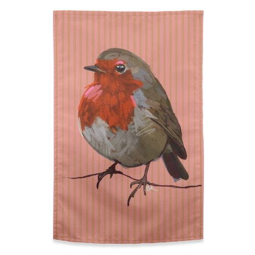 A Christmas Red Robin - funny tea towel by Beverley Rae