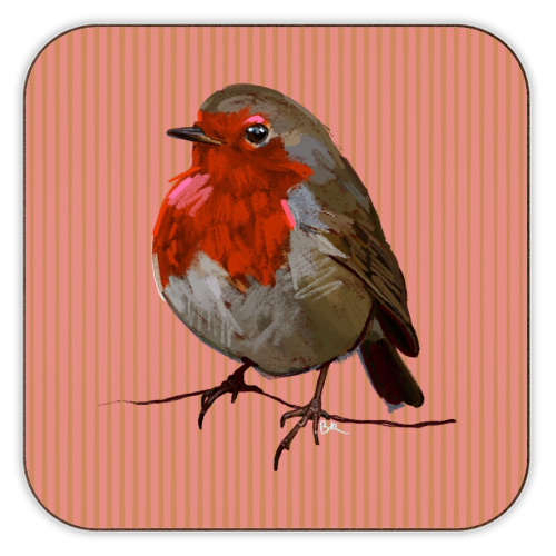 A Christmas Red Robin - personalised beer coaster by Beverley Rae