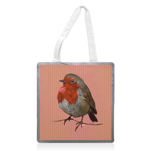 A Christmas Red Robin - printed canvas tote bag by Beverley Rae