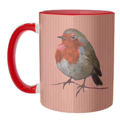 A Christmas Red Robin - unique mug by Beverley Rae