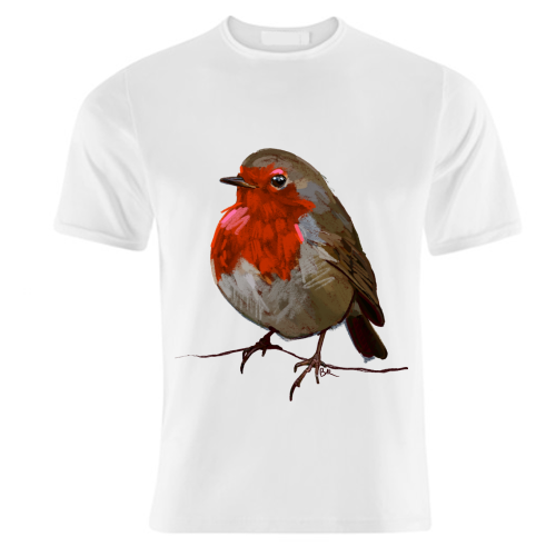 A Christmas Red Robin - unique t shirt by Beverley Rae