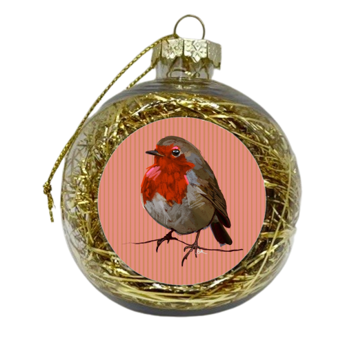 A Christmas Red Robin - xmas bauble by Beverley Rae