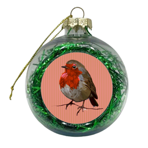 A Christmas Red Robin - xmas bauble by Beverley Rae