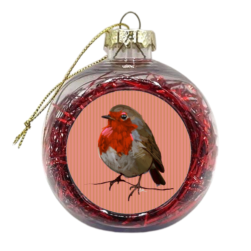 A Christmas Red Robin - xmas bauble by Beverley Rae