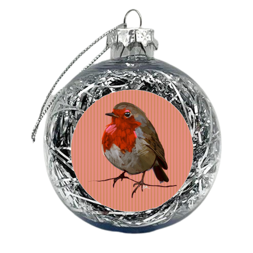 A Christmas Red Robin - xmas bauble by Beverley Rae