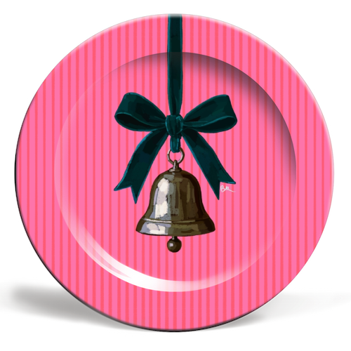 A Christmas Silver Bell - ceramic dinner plate by Beverley Rae