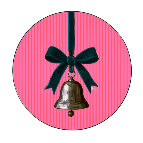 A Christmas Silver Bell - Circle Sticker by Beverley Rae
