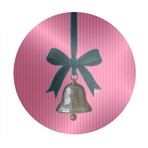 A Christmas Silver Bell - Circle Sticker by Beverley Rae