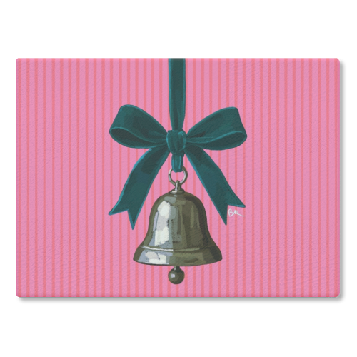 A Christmas Silver Bell - glass chopping board by Beverley Rae