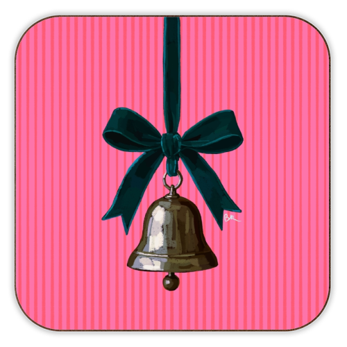 A Christmas Silver Bell - personalised beer coaster by Beverley Rae