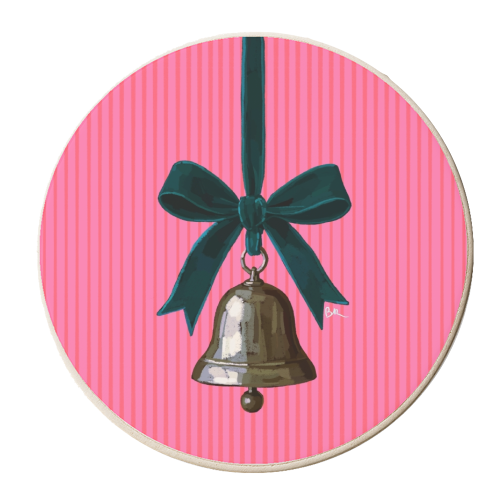 A Christmas Silver Bell - personalised beer coaster by Beverley Rae