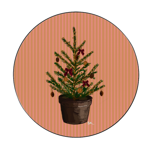 A Christmas Tree - Circle Sticker by Beverley Rae