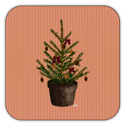 A Christmas Tree - personalised beer coaster by Beverley Rae