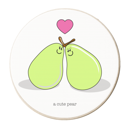 A cute pear - personalised beer coaster by Adam Regester