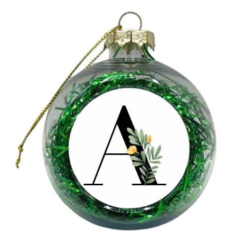 A Floral Letter Initial - xmas bauble by Toni Scott