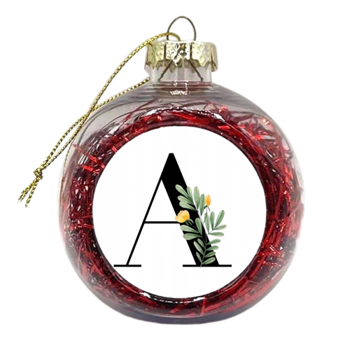 A Floral Letter Initial - xmas bauble by Toni Scott