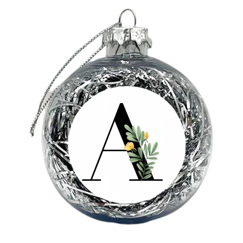 A Floral Letter Initial - xmas bauble by Toni Scott